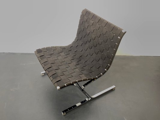 Italian Chromed Metal and Black Fabric Model Luar Club Chair by Ross Littell for ICF De Padova, 1960s-YZD-709020