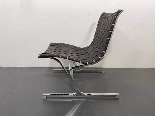 Italian Chromed Metal and Black Fabric Model Luar Club Chair by Ross Littell for ICF De Padova, 1960s-YZD-709020