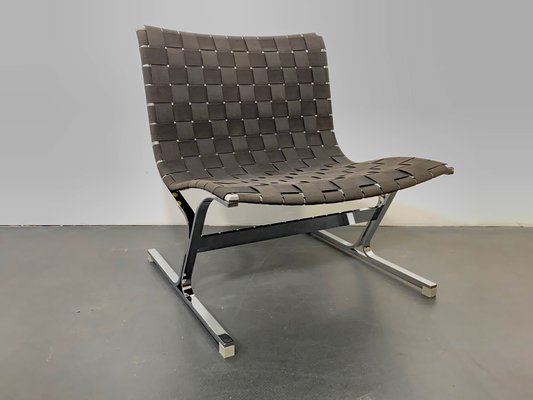 Italian Chromed Metal and Black Fabric Model Luar Club Chair by Ross Littell for ICF De Padova, 1960s-YZD-709020