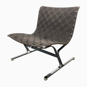 Italian Chromed Metal and Black Fabric Model Luar Club Chair by Ross Littell for ICF De Padova, 1960s-YZD-709020