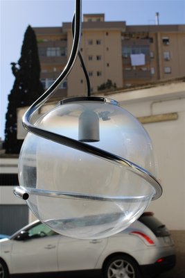 Italian Chromed Metal & Murano Glass Ball Ceiling Lamp by Fabio Lenci, 1970s-EH-846931