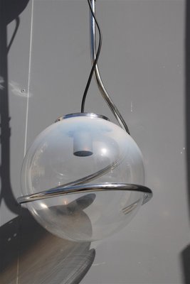 Italian Chromed Metal & Murano Glass Ball Ceiling Lamp by Fabio Lenci, 1970s-EH-846931