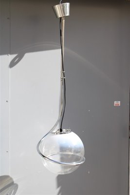 Italian Chromed Metal & Murano Glass Ball Ceiling Lamp by Fabio Lenci, 1970s-EH-846931