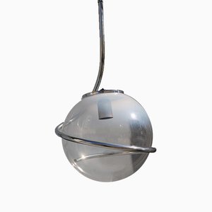 Italian Chromed Metal & Murano Glass Ball Ceiling Lamp by Fabio Lenci, 1970s-EH-846931