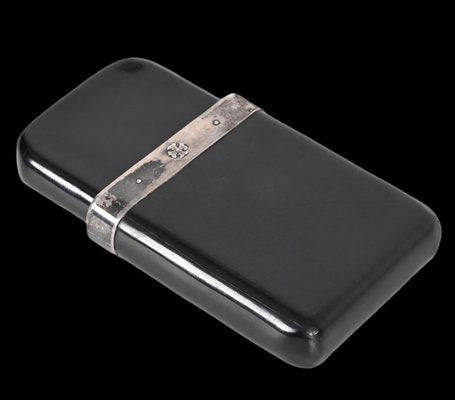 Italian Cigar Case in Leather and Solid Silver, Italy, 1960s-JDR-1359066