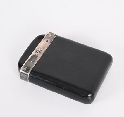 Italian Cigar Case in Leather and Solid Silver, Italy, 1960s-JDR-1359066