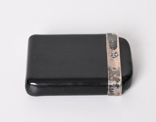 Italian Cigar Case in Leather and Solid Silver, Italy, 1960s-JDR-1359066