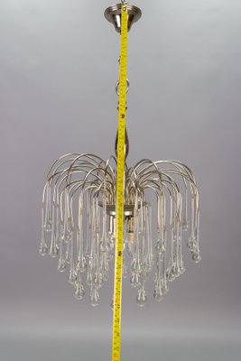 Italian Clear Murano Glass and Chromed Brass Three-Light Waterfall Chandelier, 1970s-KEG-1718795