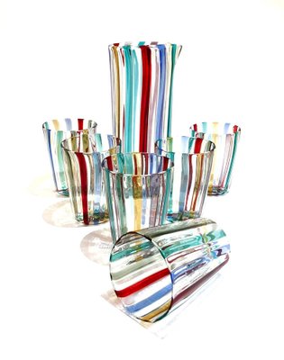 Italian Cocktail Glasses in the style of Gio Ponti for Murano Verre, 2004, Set of 7-TKI-1798004