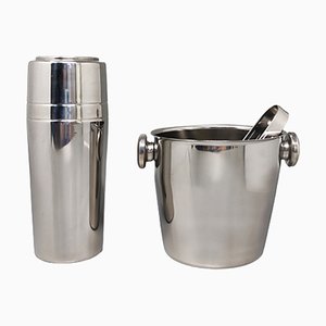 Italian Cocktail Shaker with Ice Bucket from Mepra, 1970s, Set of 3-QGR-1311235