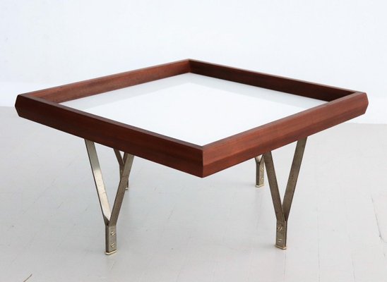 Italian Coffee Table in Mahogany and Glass by Ico & Luisa Parisi, 1960s-VNE-966130