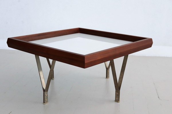 Italian Coffee Table in Mahogany and Glass by Ico & Luisa Parisi, 1960s-VNE-966130