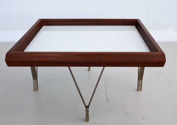 Italian Coffee Table in Mahogany and Glass by Ico & Luisa Parisi, 1960s-VNE-966130