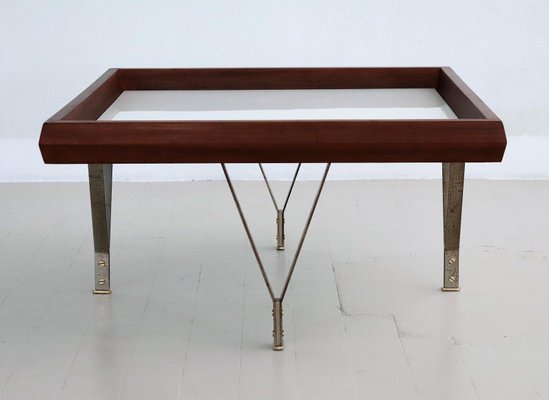 Italian Coffee Table in Mahogany and Glass by Ico & Luisa Parisi, 1960s-VNE-966130