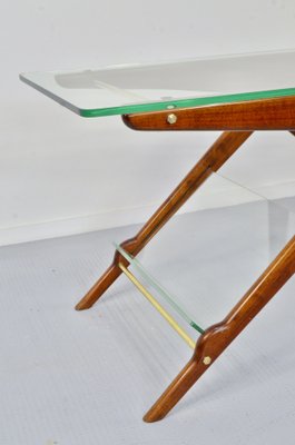 Italian Coffee Table in Wood, Brass and Glass by Cesare Lacca, 1960s-DUG-2041227