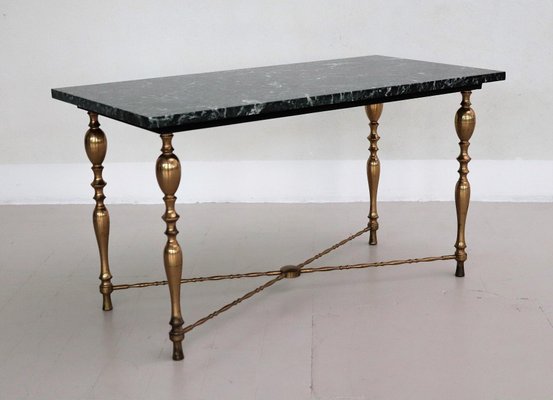 Italian Coffee Table with Marble Top and Brass Base, 1950s-VNE-966137