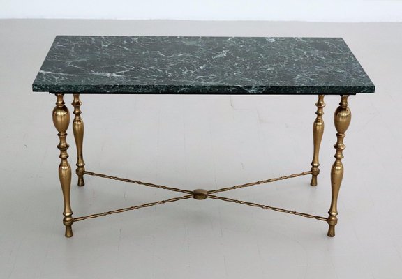 Italian Coffee Table with Marble Top and Brass Base, 1950s-VNE-966137