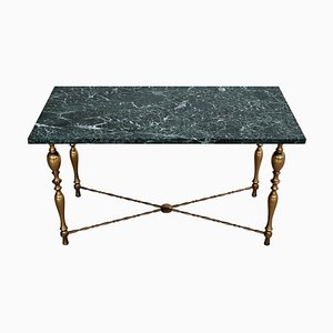 Italian Coffee Table with Marble Top and Brass Base, 1950s-VNE-966137