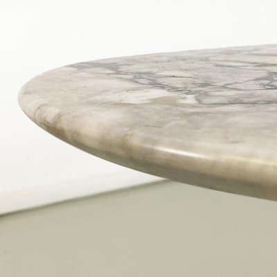 Italian Coffee Table with Oval Marble Top and Metal Legs, 1970s-GDD-1778308