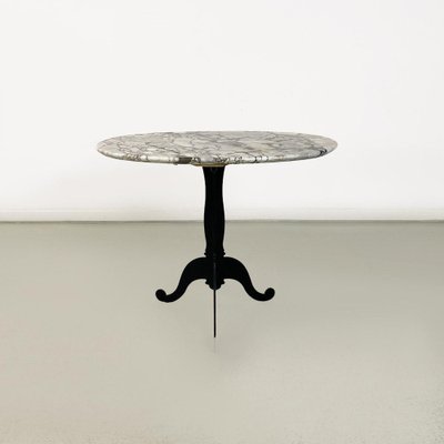 Italian Coffee Table with Oval Marble Top and Metal Legs, 1970s-GDD-1778308