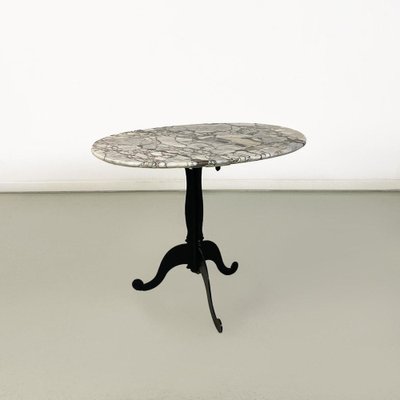 Italian Coffee Table with Oval Marble Top and Metal Legs, 1970s-GDD-1778308