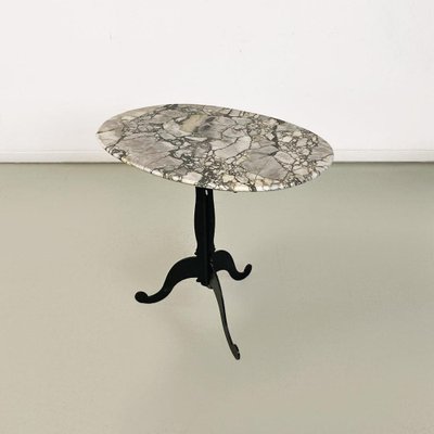 Italian Coffee Table with Oval Marble Top and Metal Legs, 1970s-GDD-1778308