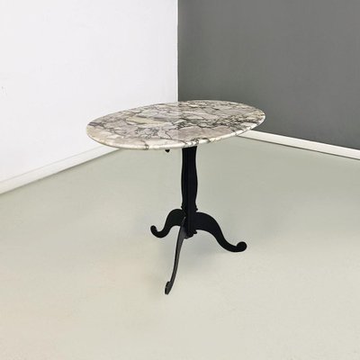 Italian Coffee Table with Oval Marble Top and Metal Legs, 1970s-GDD-1778308