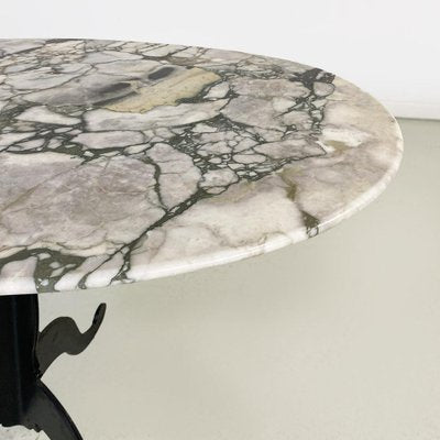 Italian Coffee Table with Oval Marble Top and Metal Legs, 1970s-GDD-1778308