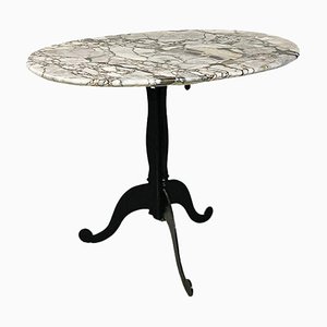 Italian Coffee Table with Oval Marble Top and Metal Legs, 1970s-GDD-1778308