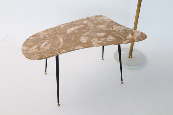 Italian Coffee Table with Yellow Marble Top and Brass Feet, 1950s-VNE-1817925