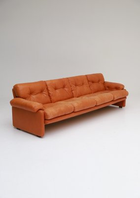 Italian Cognac Leather Coronado Sofa by Tobia & Afra Scarpa for B&B Italia / C&B Italia, 1970s-CF-843288