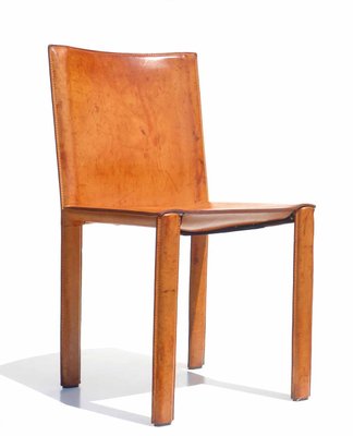 Italian Cognac Leather Design Chair, 1970s-GKB-1073157