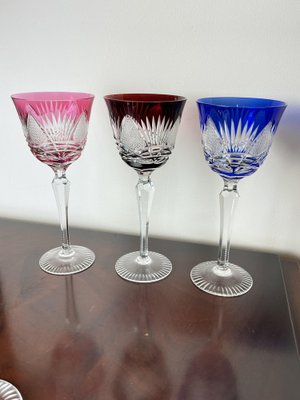 Italian Colored Crystal Glasses, 1950s, Set of 6-YST-1777153