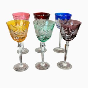 Italian Colored Crystal Glasses, 1950s, Set of 6-YST-1777153