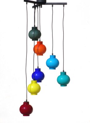 Italian Colored Glass Ceiling Lamp, 1950s-KGD-1388788