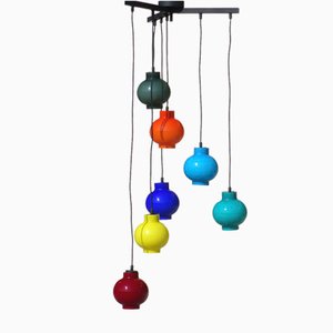 Italian Colored Glass Ceiling Lamp, 1950s-KGD-1388788