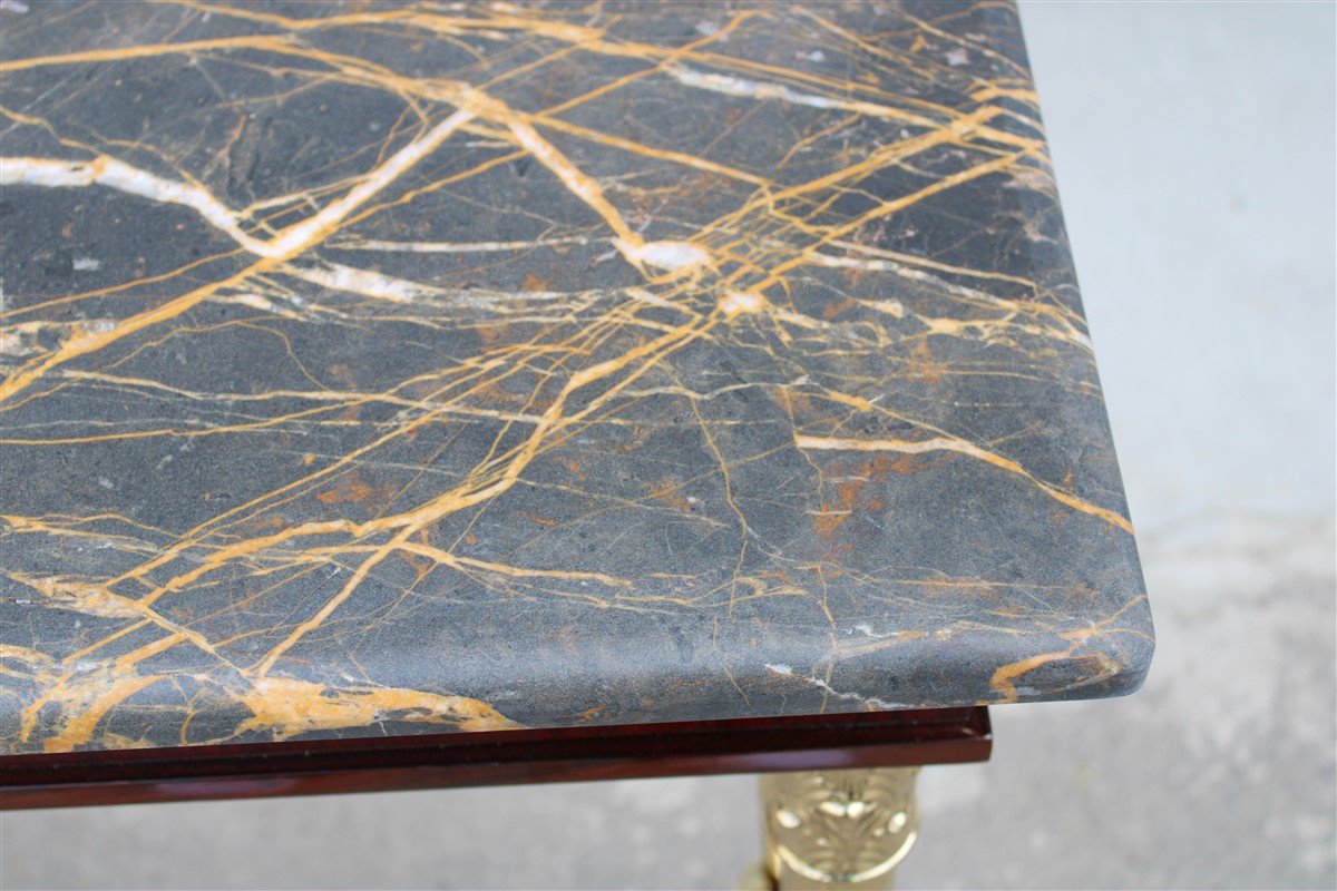 Italian Console in Wood, Brass & Portoro Marble by Paolo Buffa, 1950s