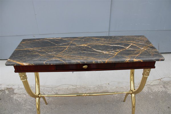 Italian Console in Wood, Brass & Portoro Marble by Paolo Buffa, 1950s-EH-1330919