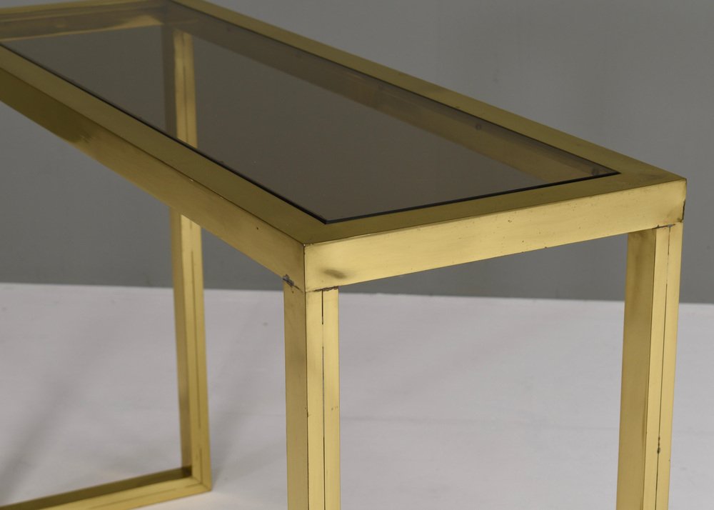 Italian Console Table in Brass and Glass by Nanda Vigo, 1970