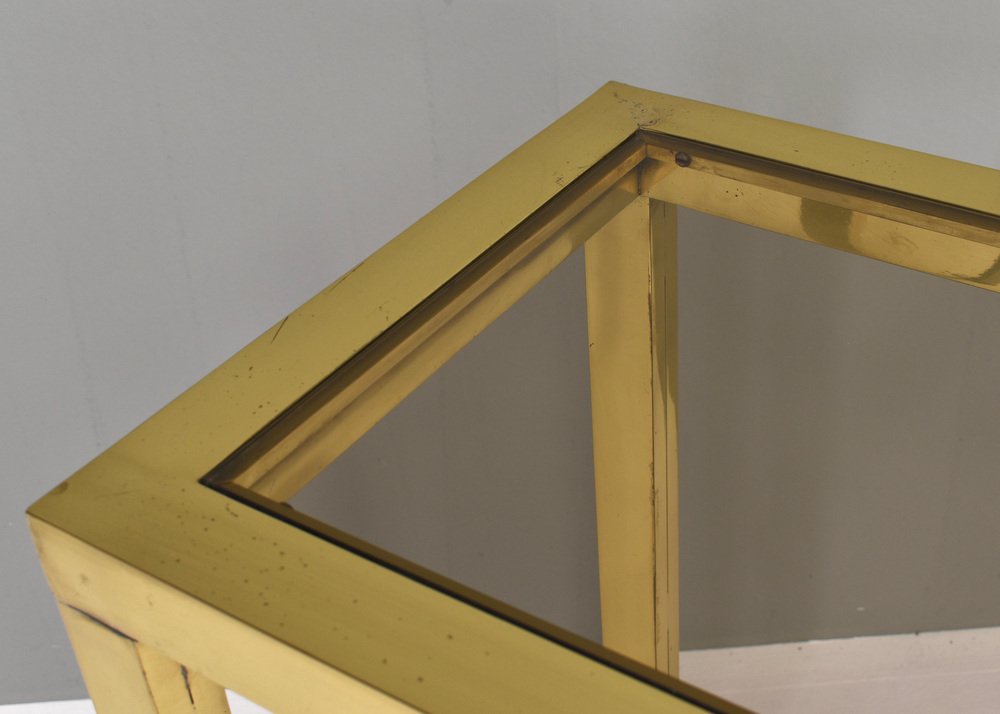 Italian Console Table in Brass and Glass by Nanda Vigo, 1970