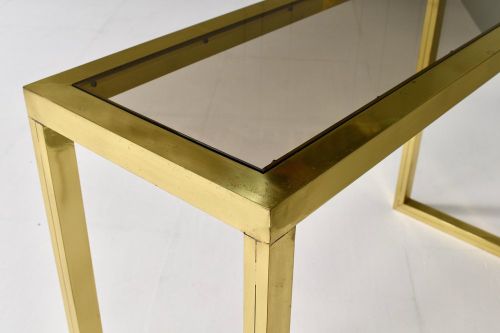 Italian Console Table in Brass and Glass by Nanda Vigo, 1970