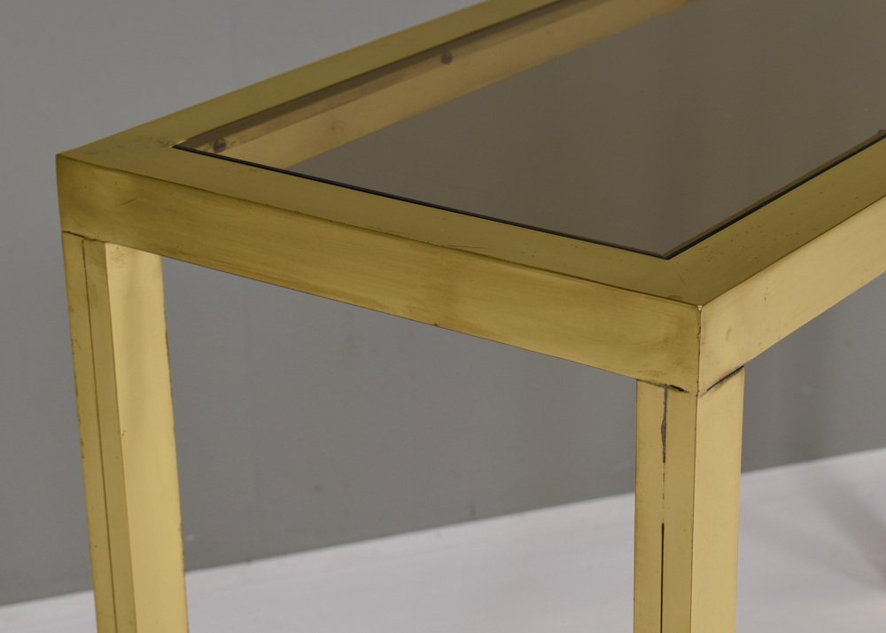 Italian Console Table in Brass and Glass by Nanda Vigo, 1970