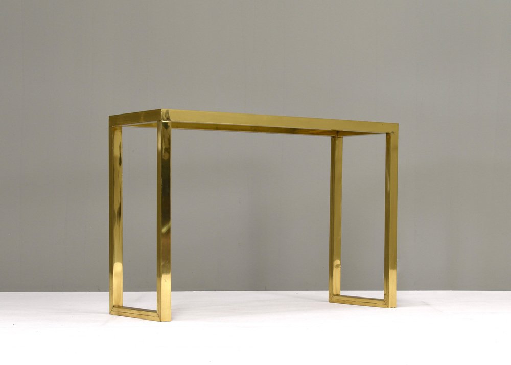 Italian Console Table in Brass and Glass by Nanda Vigo, 1970