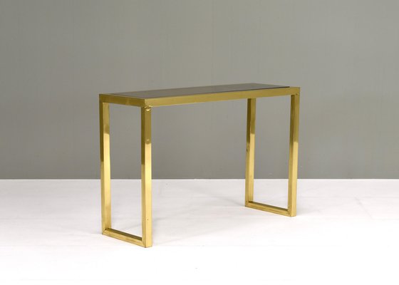 Italian Console Table in Brass and Glass by Nanda Vigo, 1970