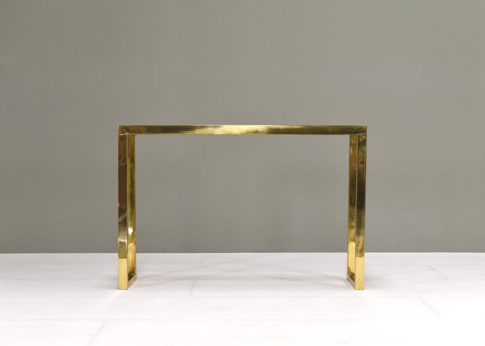 Italian Console Table in Brass and Glass by Nanda Vigo, 1970