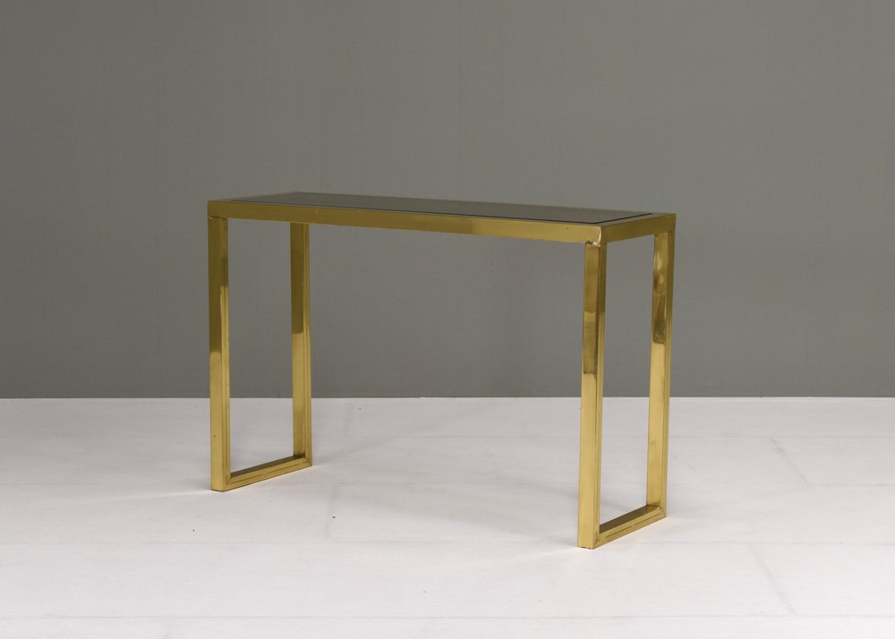 Italian Console Table in Brass and Glass by Nanda Vigo, 1970