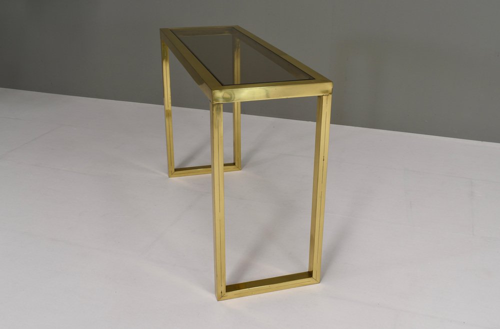 Italian Console Table in Brass and Glass by Nanda Vigo, 1970