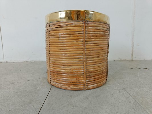 Italian Copper and Bamboo Trash Can, 1960s-IRH-1818082