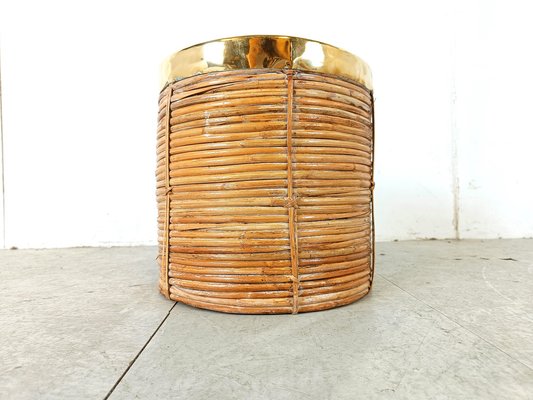 Italian Copper and Bamboo Trash Can, 1960s-IRH-1818082