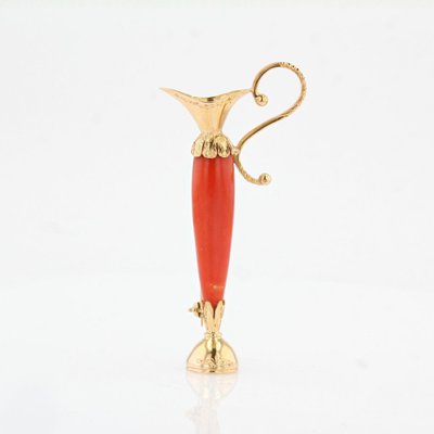 Italian Coral 18 Karat Yellow Gold Brooch, 20th Century-OLU-1044640